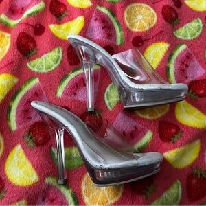 The Shoe Fairy Olympian Mule clear heels